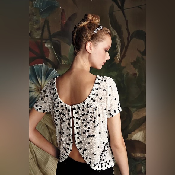 Anthropologie Tops - NWOT READ RARE Anthropologie Beaded Composition Top by Yumi Kim S